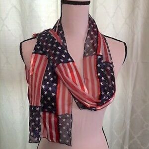 Space Age American Flag Silky SCARF 58x13 inches Stars & Stripes